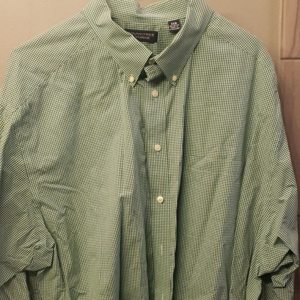 Men's Green and navy button-down shirt 3XB